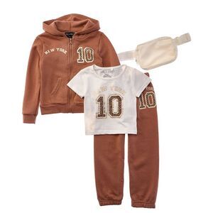 Freestyle Girls  New York City 3Pc Fleece Set, Brown